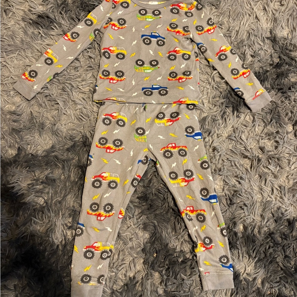 Kids Monster Truck Pajama Set - Gray